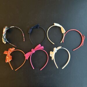 Girls Bow Headbands Lot of 7 White Pink Navy Orange Multicolor Gift